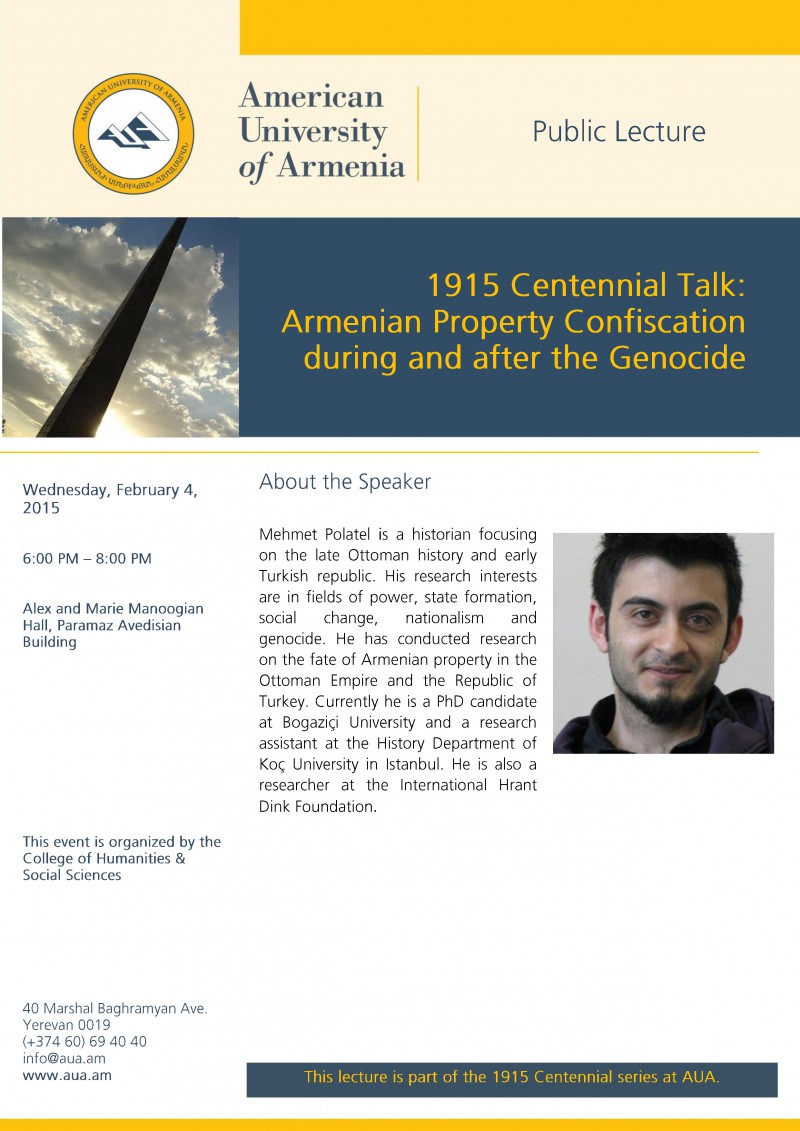 1915 Centennial Talk Armenian Property Confiscation during and after the Genocide