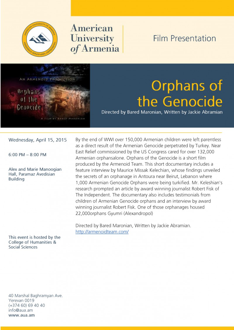 Film Presentation orphans genocide