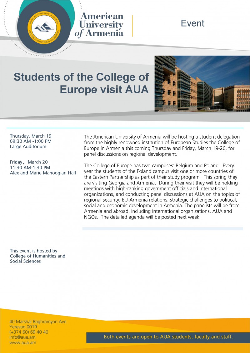 Students of the College of Europe visit AUA