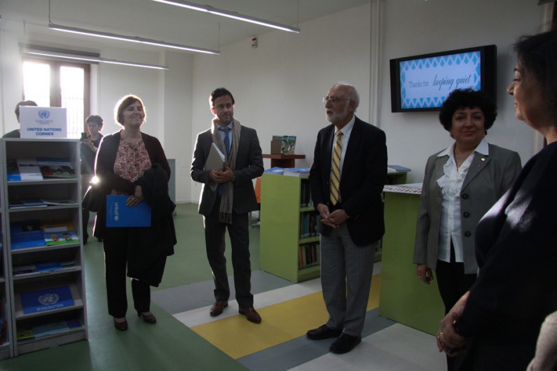 AUA President Armen Der Kiureghian at the opening of the UN Corner at AUA's AGBU Papazian Library