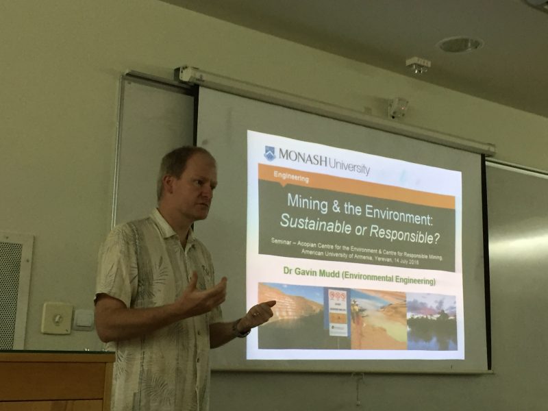 Dr. Gavin Mudd, professor and head of Environmental Engineering at Monash University in Melbourne, Australia