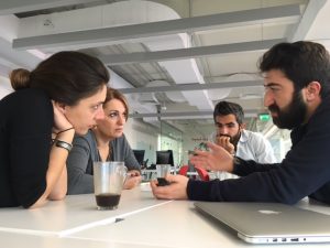 Seroj and Karlen meeting with Hub members regarding setting up a new project