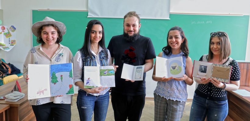 Students with their books