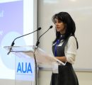 Alina Gharabegian makes opening remarks at the PSIA 2019 AUA conference