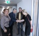 Irina Dumanyan and Sedrak Sargisian welcoming Aram Hajian and Karin Markides at Mentor
