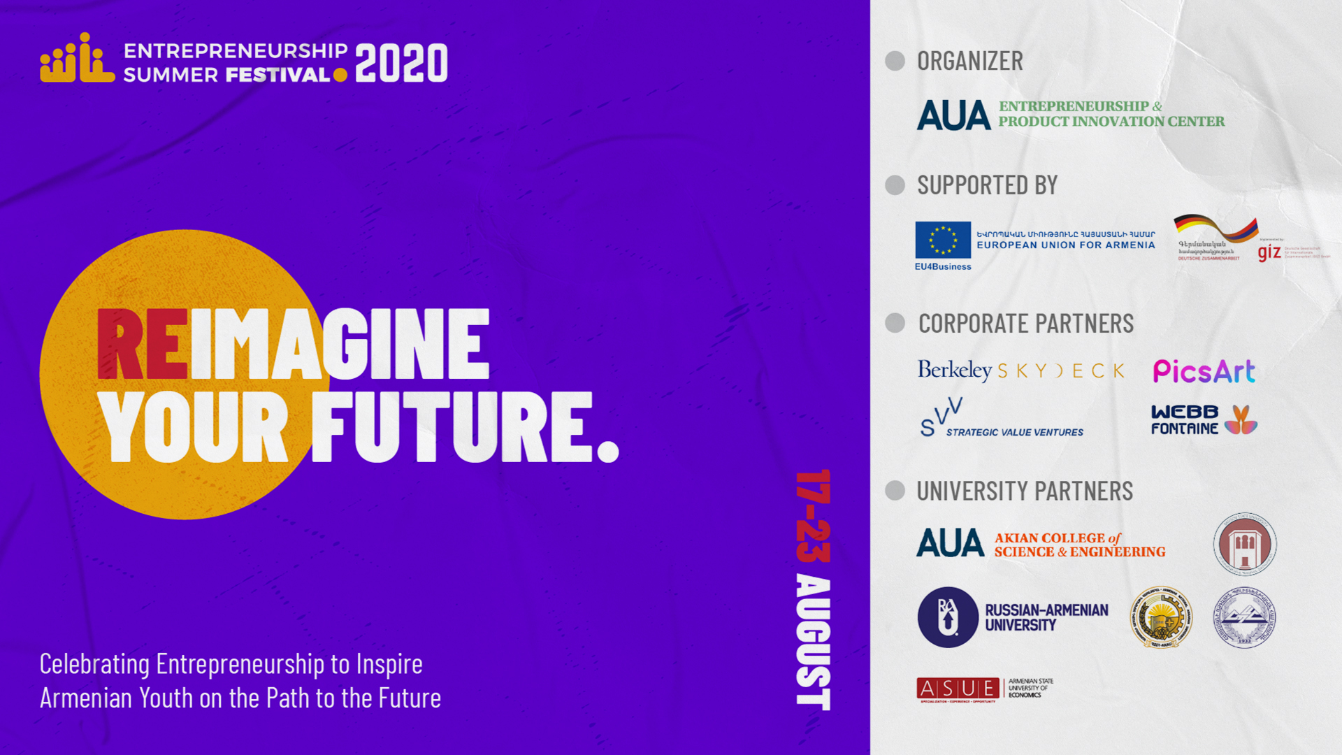 Entrepreneurship Summer Festival 2020: Reimagine Your Future