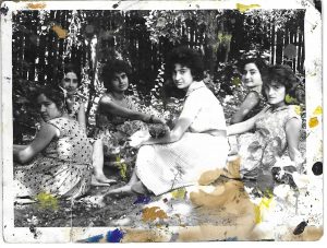 The photo inspiration behind the Garden Study painting - Navasardian's maternal grandmother and great-aunts