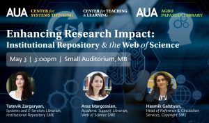Enhance Research Impact AUA Center for Systems Thinking - Center for Teaching and Learning - Small Auditorium, May 3