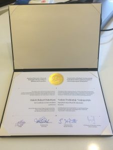 Hakob's Graduation Certificate
