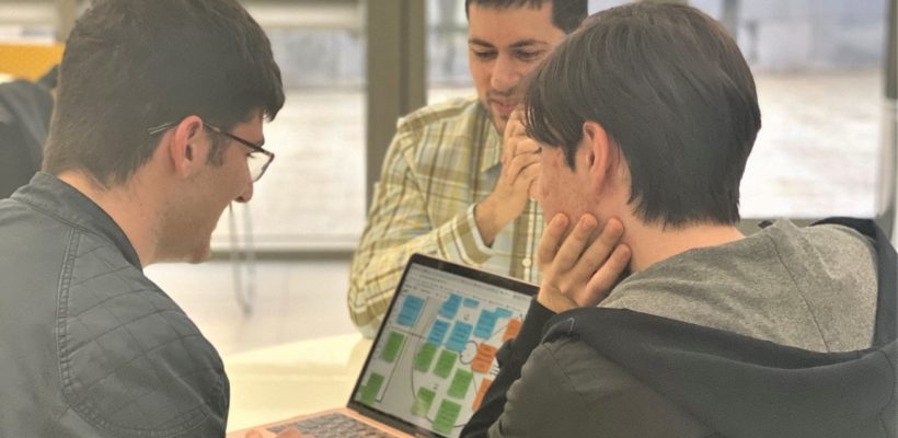 Students around a computer