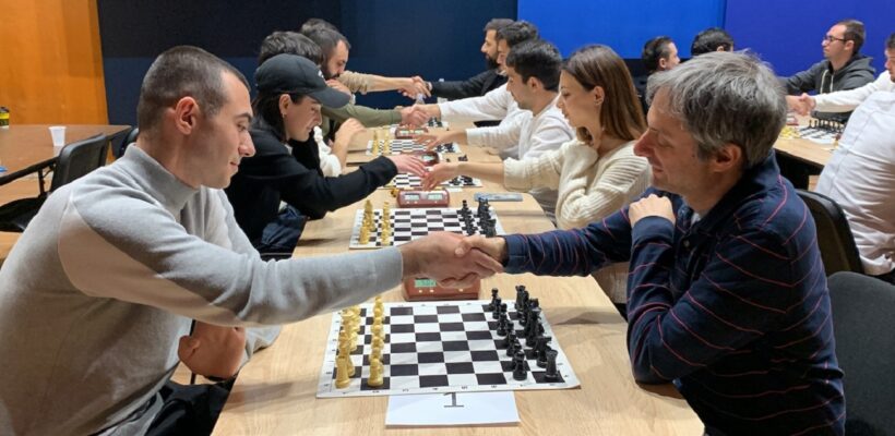 Handshake over chess match